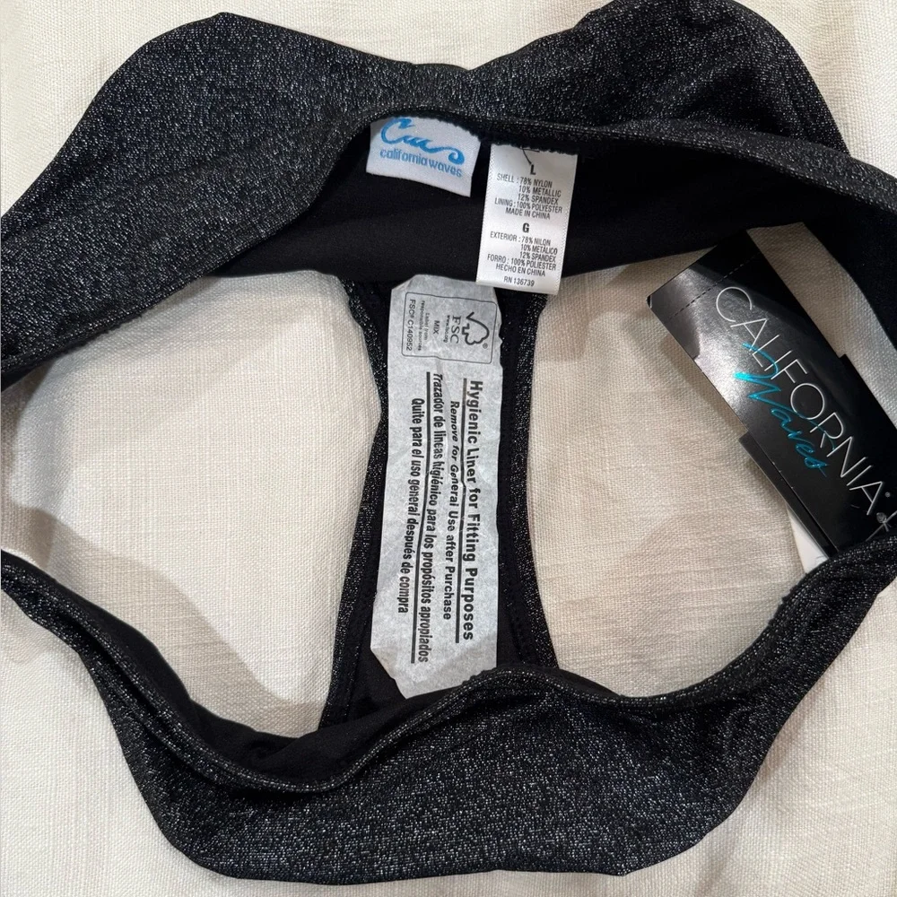California Waves Sparkling Black Bikini NWT - Picture 7 of 7